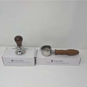Teyearlife Espresso Set Bottomless Portafilter and Ripple Tamper Walnut Wood